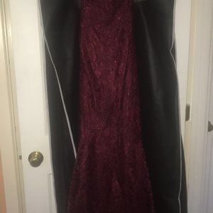 Full length Burgundy Formal Dress by F Couture